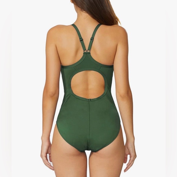 Baleaf Athletic Training Adj Strap One Piece Swimsuit Army Green 36/Medium M NWT - Picture 2 of 9